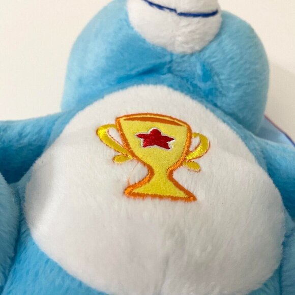 2004 Care Bears Champ Bear Plush Nanco Blue Trophy 9 Inch Doll Toy Tags are Worn - Picture 12 of 16